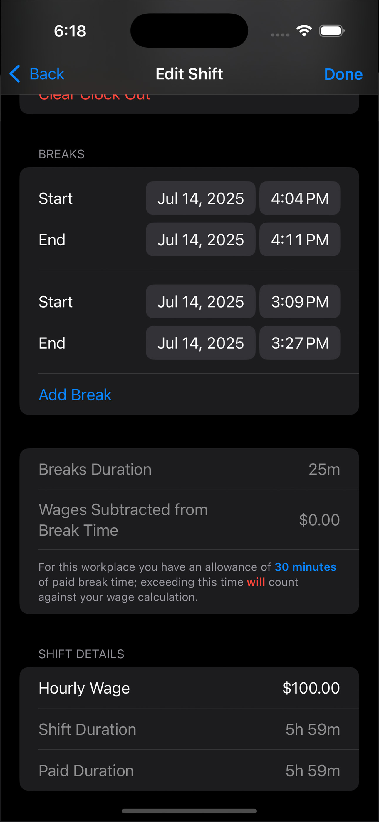Clock Out screenshot 2